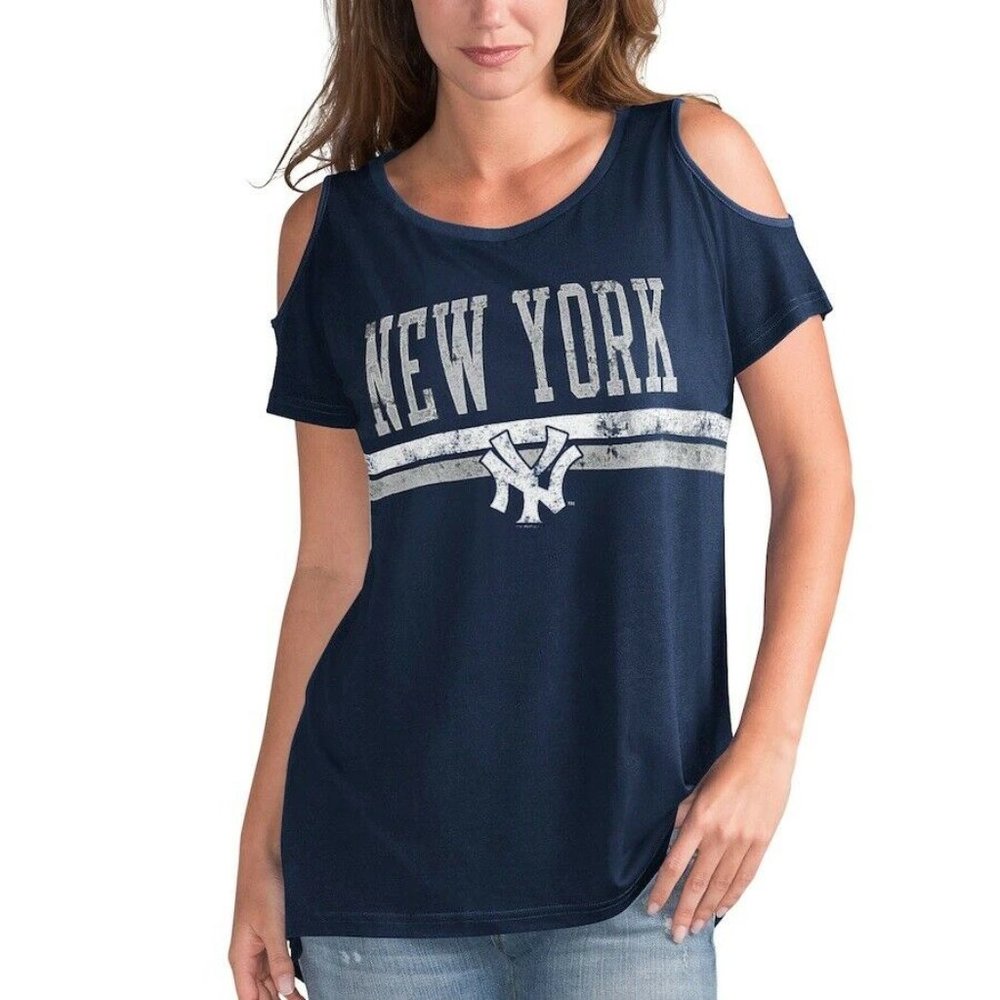 New York Yankees Women's Cold Shoulder Scoopneck Tee